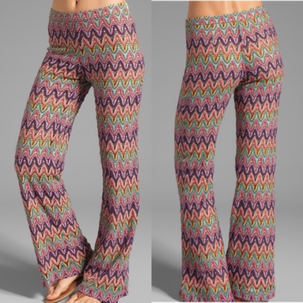 Trina Turk Crochet Flame Stitch Pants 4 Wide Leg Resort Vacation Missoni Style